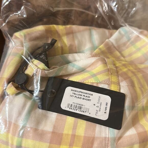 Rag and bone Ivy Pleated Plaid Shorts Yellow size 8 - Picture 6 of 8